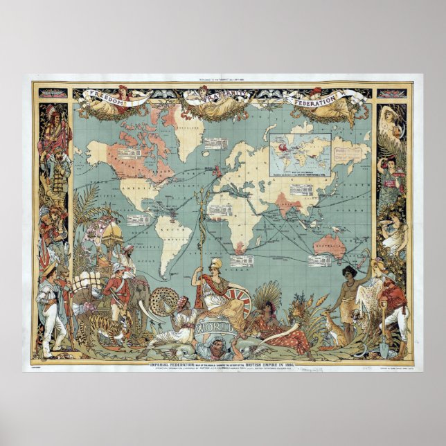 1886 Map of the World - British Empire Poster (Front)