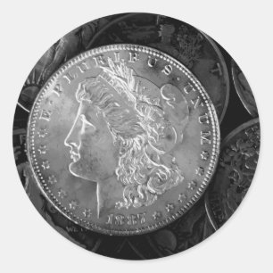 1887 Liberty Silver Dollar Classic Round Sticker