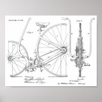 1887 Vintage Bicycle Design Patent Art Print