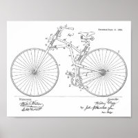 1888 Vintage Bicycle Design Patent Art Print