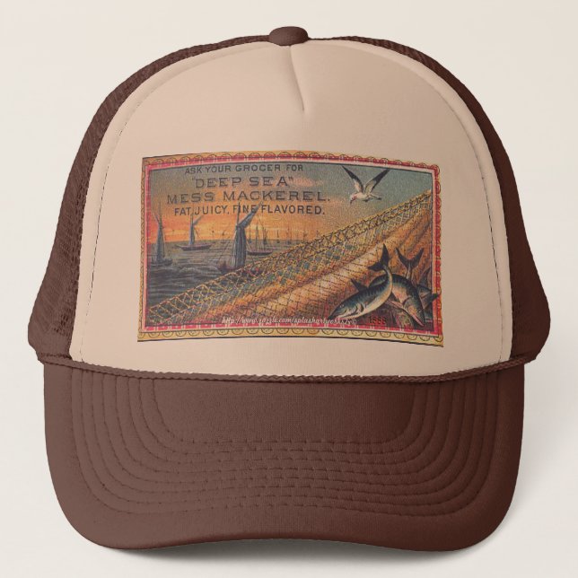 "1888 Vintage Mackerel Ad" Trucker Hat (Front)