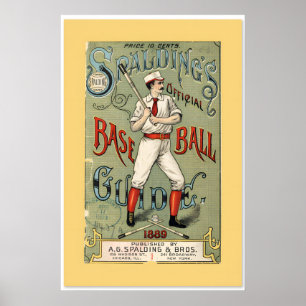 1889 Baseball Spalding's Guide Cover Vintage Style Poster