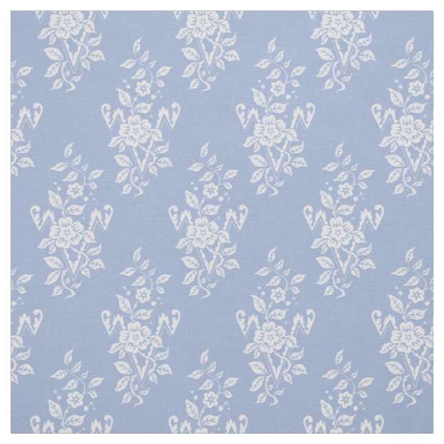 1889 Floral, Powder Blue Fabric (Swatch)