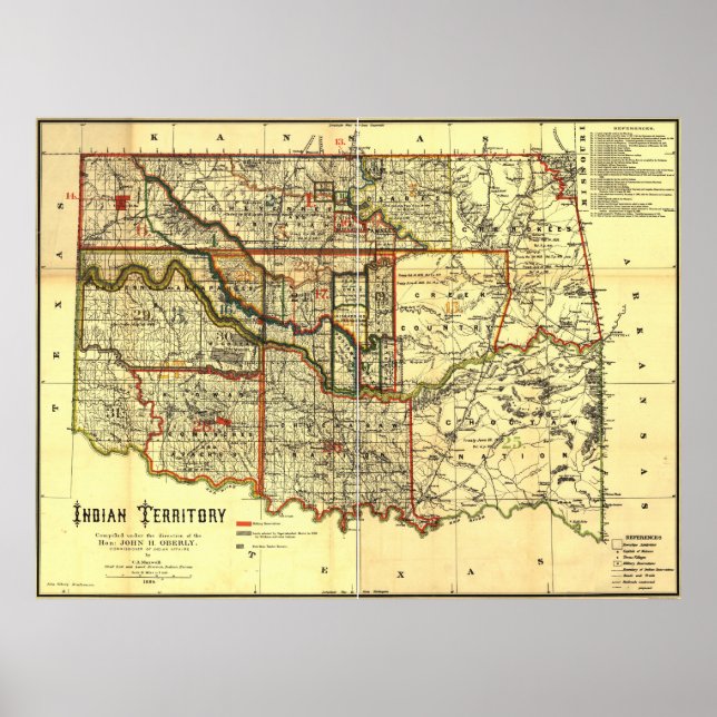 1889 Indian Territory Map Poster (Front)