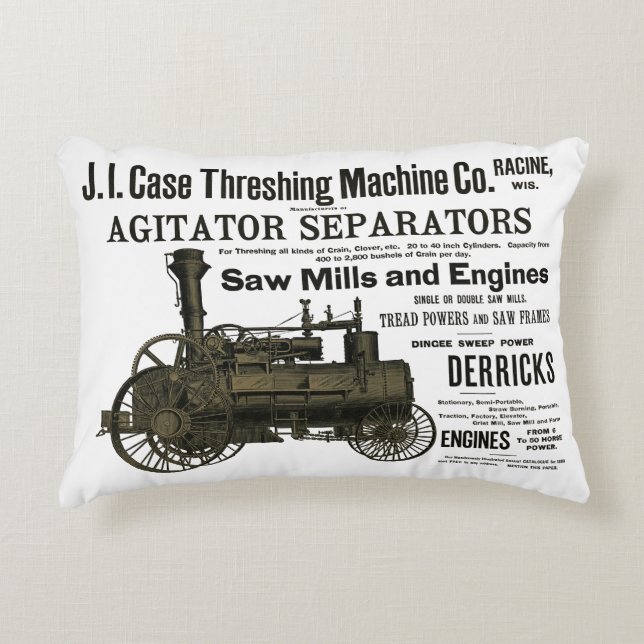 1889 Steam Traction Engine Ad Farm Tractor Farming Decorative Cushion (Front)