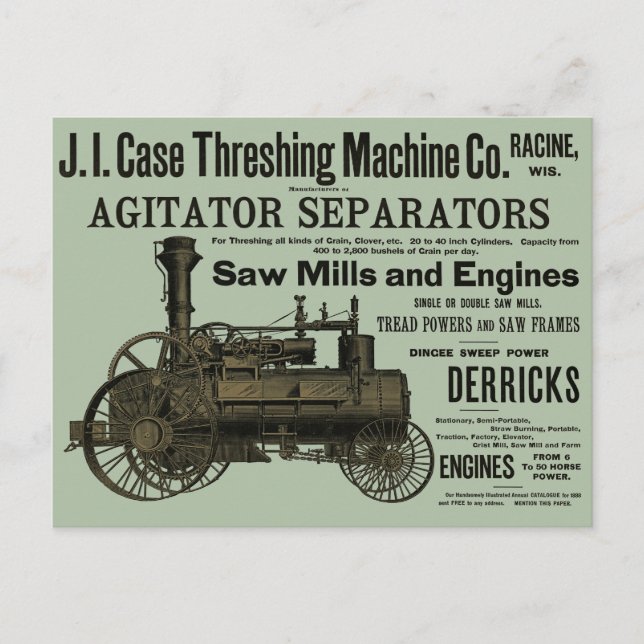 1889 Threshing Machine Steam Engine Farm Farming Postcard (Front)