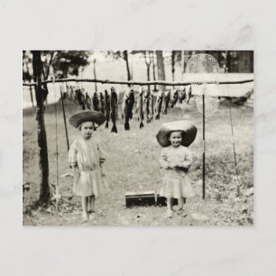 1890 Girls Fishing Postcard