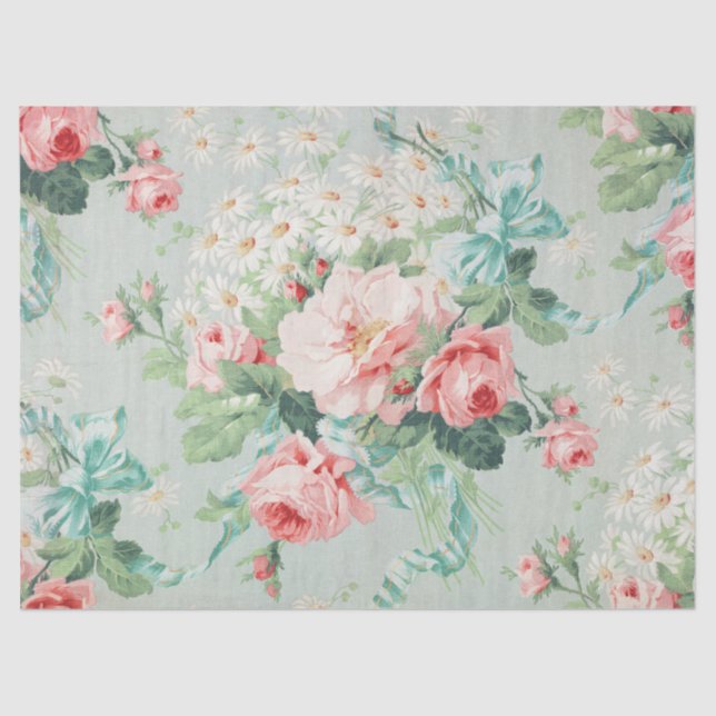 1890 Illustration of Blossoming Flowers Tissue Paper (Front)