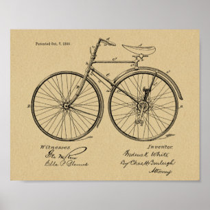 1890 Vintage Bicycle Design Patent Art Print