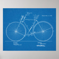 1890 Vintage Bicycle Patent Blueprint Art Print