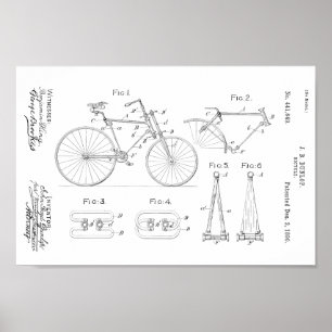 1890 Vintage Bicycle Patent Print Customise