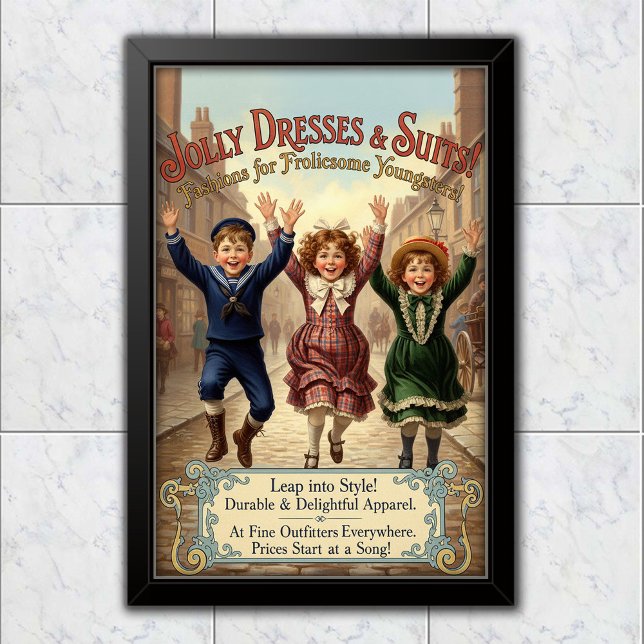 1890 Vintage Jolly Kids Clothes Advertising Poster (Creator Uploaded)