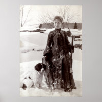 1890 Woman and her Brittany Hunting Dog