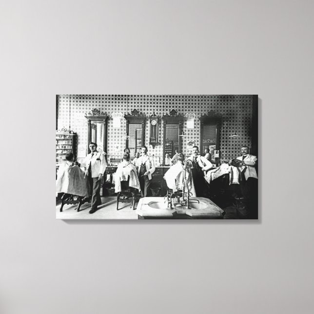 1890's Barber Shop Photograph Original Canvas Print (Front)