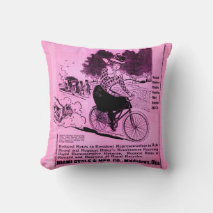 1890s bicycle ad The Racycle print Cushion