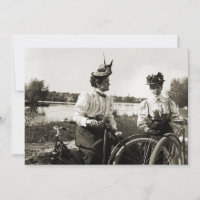 1890's Bicycle Trip Invitation Woman Victorian era