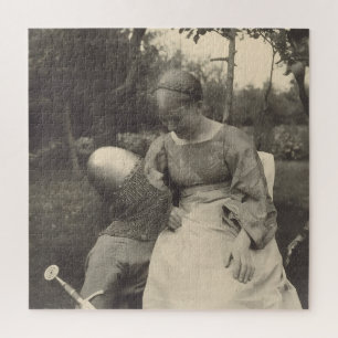 1890s Couple in Embrace Black and White Photo Jigsaw Puzzle