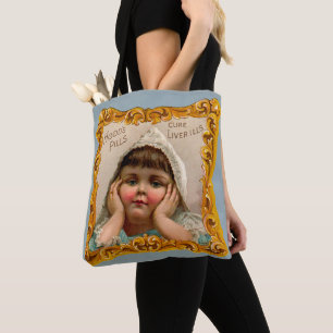 1890s Hoods Pills trade card print Tote Bag
