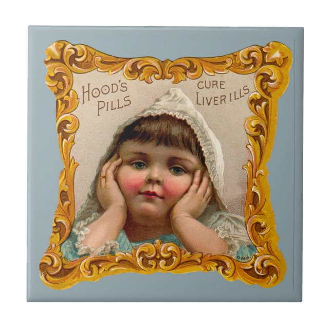 1890s Hoods Pills trade card Tile (Front)
