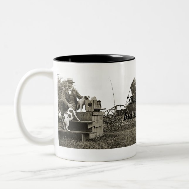 1890's JACK RUSSELL TERRIER DOG MAN LOVE PHOTO Two-Tone Coffee Mug (Left)