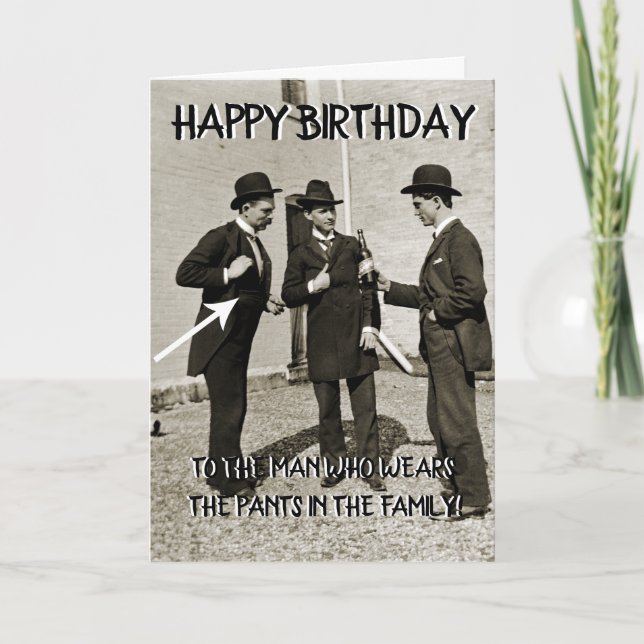 1890'S MEN TOASTING WITH BEER HAPPY BIRTHDAY FUNNY CARD (Front)