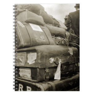 1890's TRAVEL LUGGAGE TEAMSTER WAGON SUITCASE Spiral Notebook