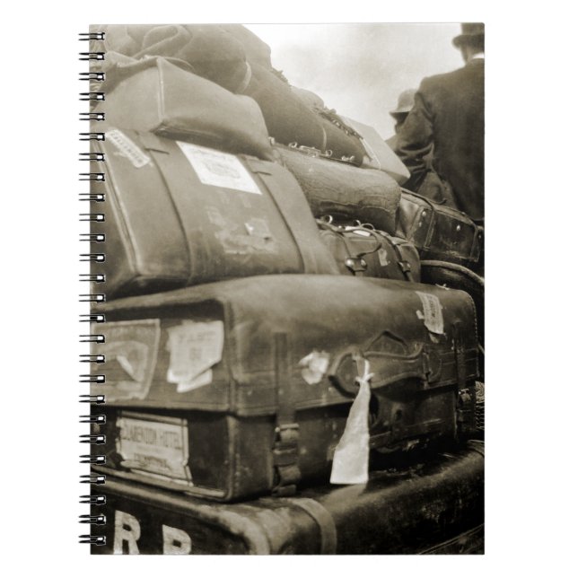 1890's TRAVEL LUGGAGE TEAMSTER WAGON SUITCASE Spiral Notebook (Front)