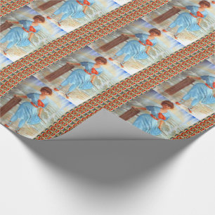 1890s Victorian lady on the beach Wrapping Paper