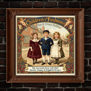 1890s Vintage Children's Clothing Advertisment  Poster