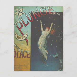 1890s Vintage Space Woman Book Cover Postcard