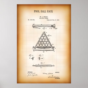 1891 POOL BALL RACK PATENT POSTER