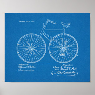 1891 Vintage Bicycle Design Patent Art Print