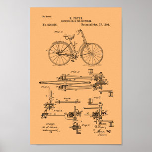 1893 Vintage Bicycle Gears Patent Print