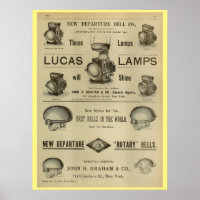 1893 Vintage Bicycle Lamps Magazine Ad Art Poster