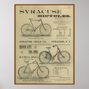 1893 Vintage Bicycle Magazine Ad Art Poster