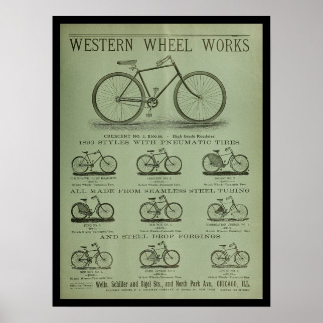 1893 Vintage Bicycle Magazine Ad Art Poster (Front)