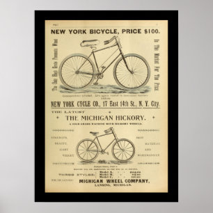 1893 Vintage Bicycle Magazine Ad Art Poster