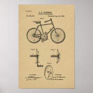1893 Vintage Bicycle Patent Art Print