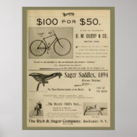 1893 Vintage Gump Bicycle Magazine Ad Art Poster