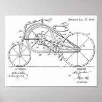 1893 Vintage Large Gear Bicycle Patent Art Print
