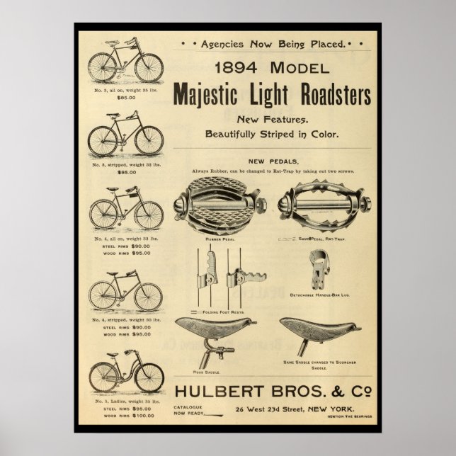 1894 Majestic Light Roadsters Bicycle Ad Poster (Front)