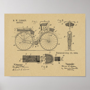 1894 Military Bicycle Patent Art Drawing Print