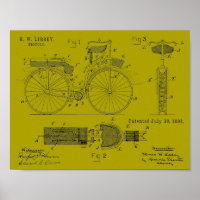 1894 Military Bicycle Patent Art Drawing Print