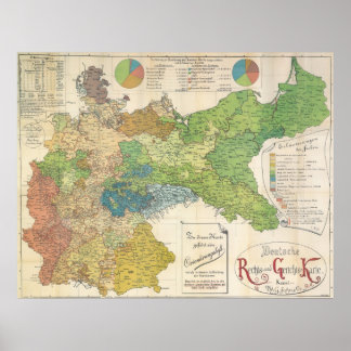 1895 German Map - Germany Poster