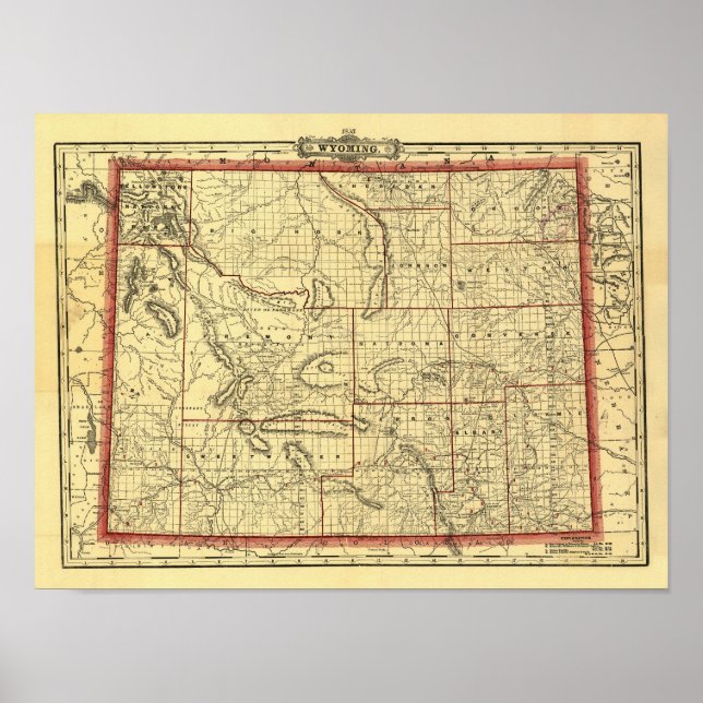 1895 Wyoming Map Poster (Front)