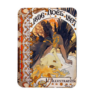 1896 Alphonse Mucha Noel Magnet
