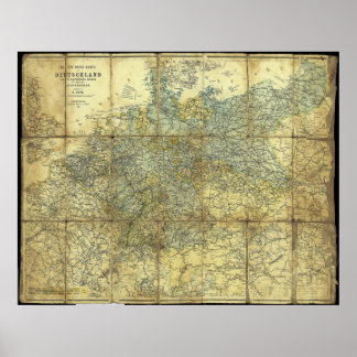 1896 German Travelers' Map Poster