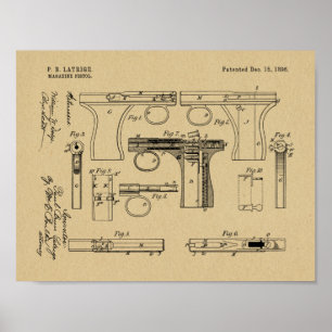 1896 Gun Magazine Patent Art Drawing Print