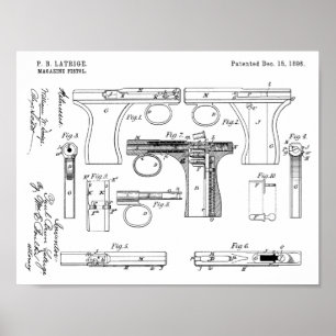 1896 Gun Magazine Patent Art Drawing Print