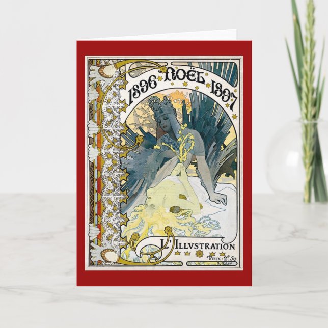 1896 NOEL 1897 Alphonse Maria Mucha Card (Front)